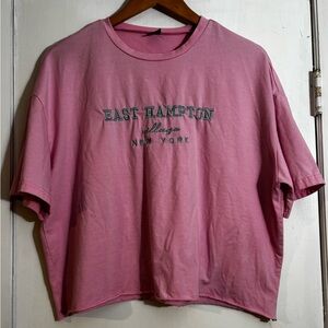 SHEIN Pink 'East Hampton' Graphic Tee